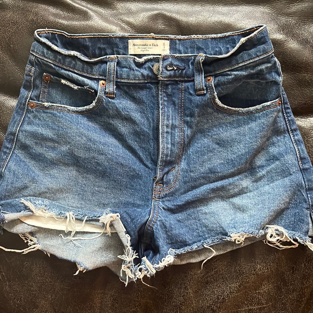 Abercrombie high rise cut off jean shorts